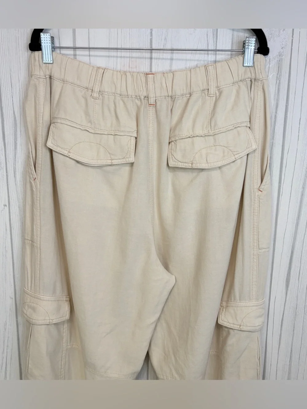 PILCRO Anthropologie Slim Beach Cargo Pants Linen Blend - Picture 8 of 12